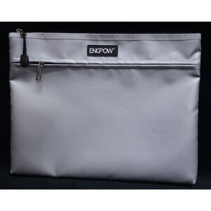 Gray Fireproof Document Bag Two Pockets Two Zippers Flame Safe Bag 13.4"x 10.2"